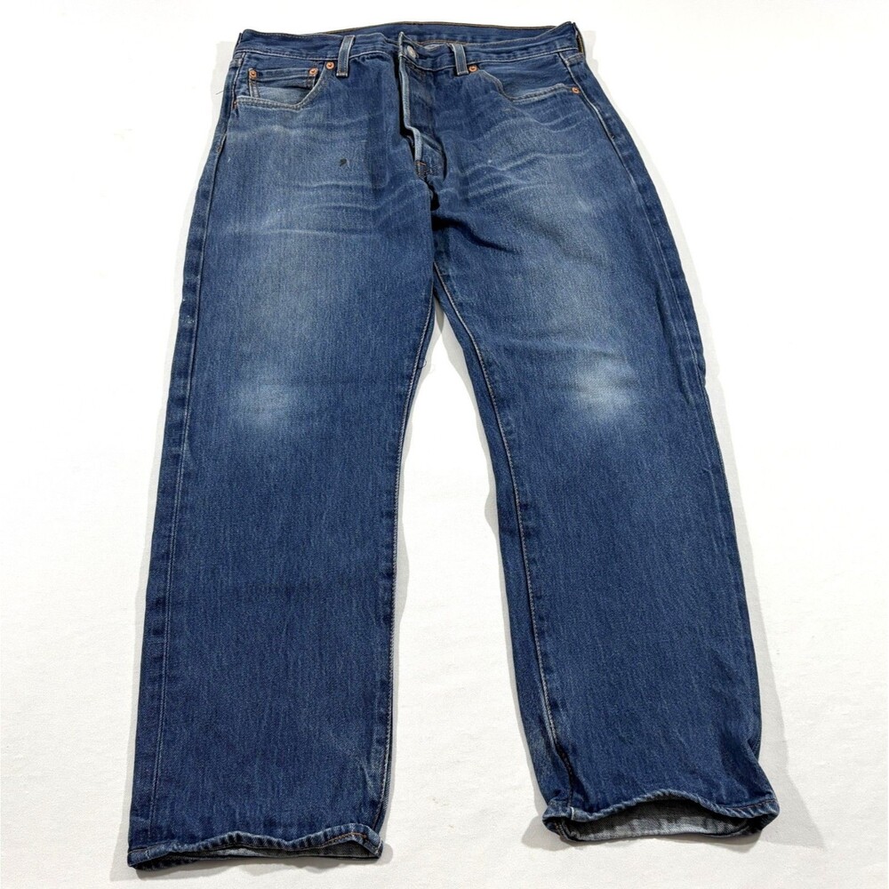 Levis 501 Straight Leg Denim Blue Wash Jeans Button Fly Mens Pants Sz 36 x 28